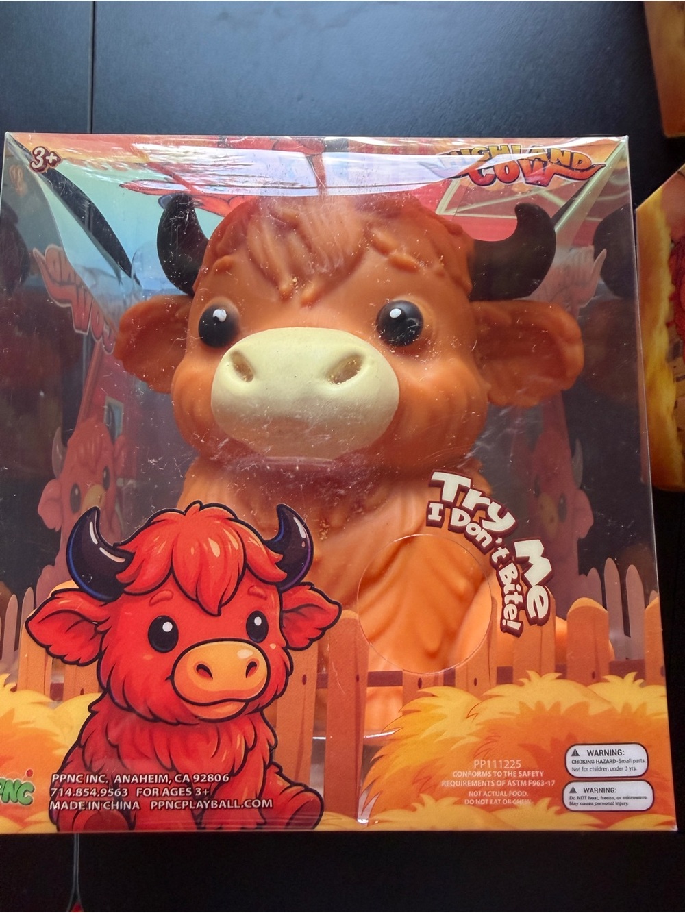 New Viral Jumbo 5" XL Squishy Highland Cow PPNC 3+ Squeeze Dark Brown Toy